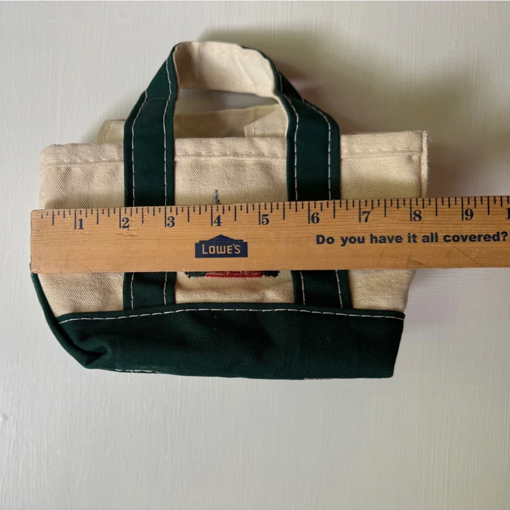LL Bean Mini Boat And Tote House Embroidered USA Made Canvas Green 6'' EXCELLENT - Picture 7 of 9